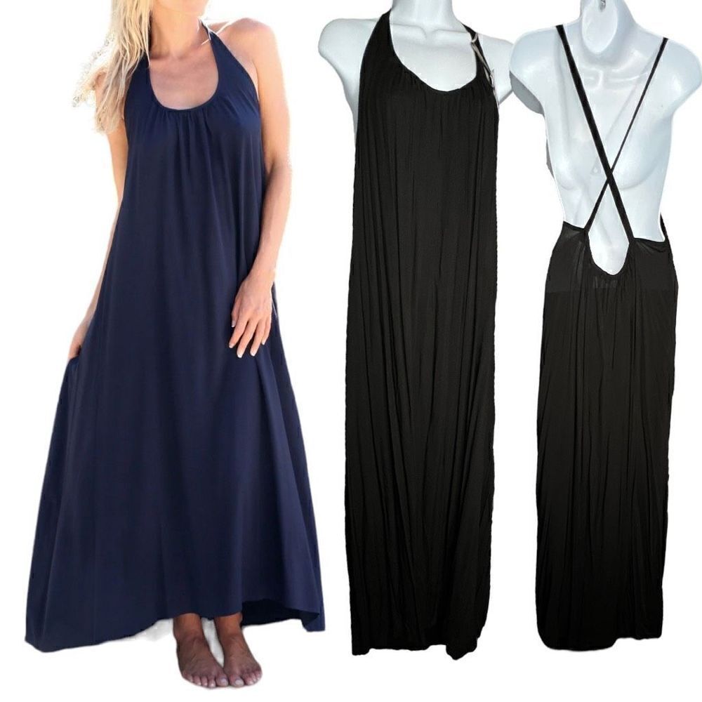 Tysa Women's Backless High Low Hem Leigh Maxi Dress Black Size Large NWT